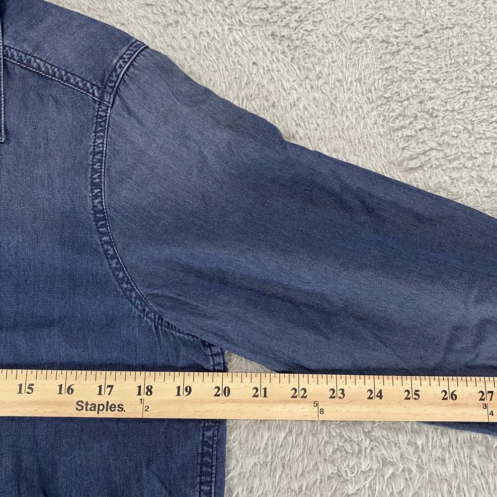 Sundance Chambray Top Womens Medium Blue Button Up‎ Pintuck Shirt Western - Picture 5 of 12
